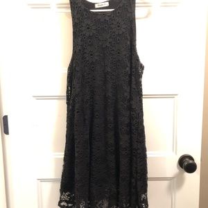 Black crochet overlay slip dress - M